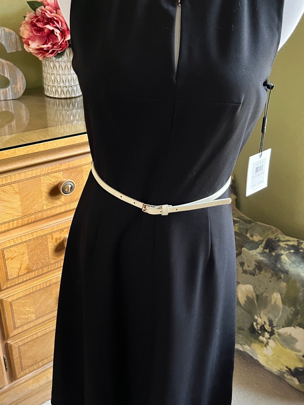 Calvin Klein Slimming Black Belted Dress…NWT